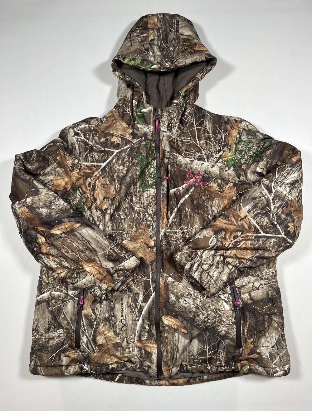 Realtree Jacket Womens 2XL Brown Camo Hooded Insulated Puffer Outdoor Hunting